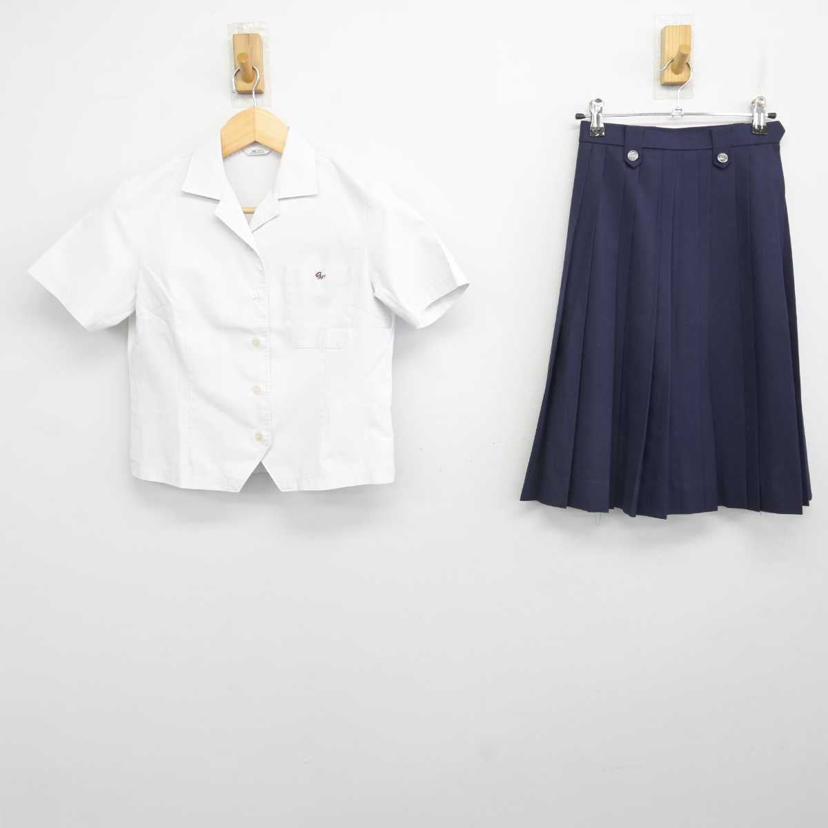 【中古】愛知県 岡崎西高等学校 女子制服 2点 (シャツ・スカート) sf072407