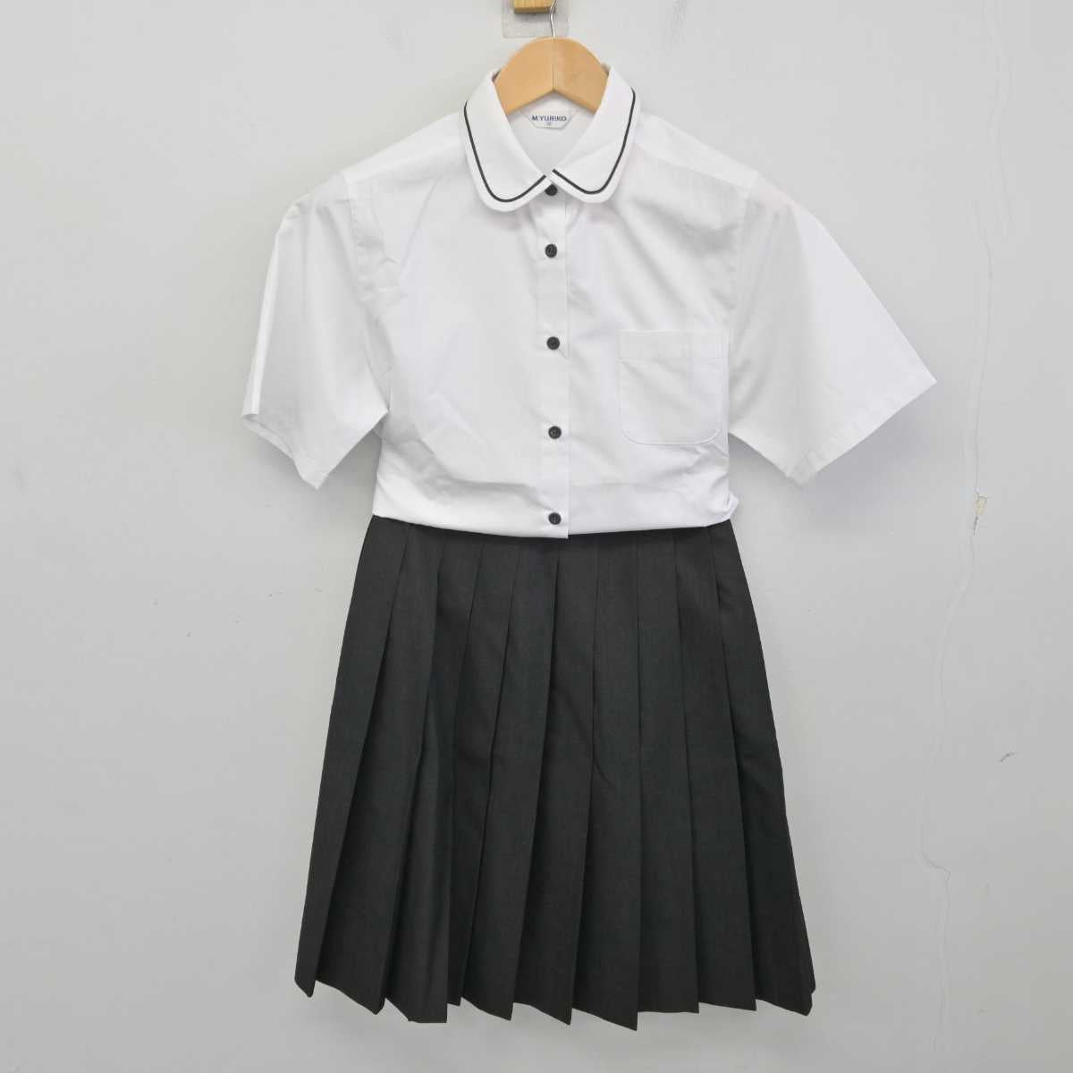 【中古】神奈川県 鎌倉女子大学 中等部・高等部 女子制服 2点 (シャツ・スカート) sf072412