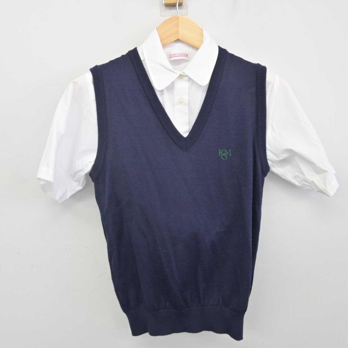 【中古】神奈川県 関東学院六浦中学校・高等学校 女子制服 2点 (ニットベスト・シャツ) sf072427