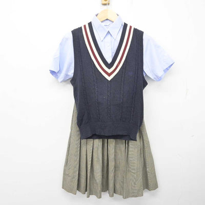 【中古】大阪府 淀商業高等学校 女子制服 3点 (ニットベスト・シャツ・スカート) sf072536