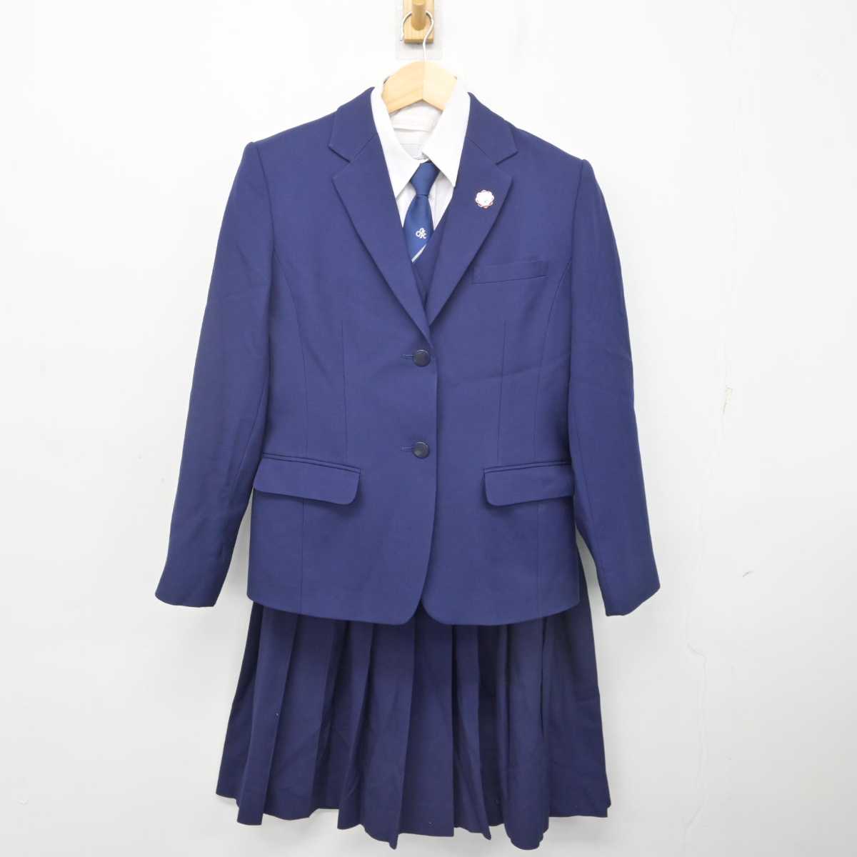 【中古】千葉県 千葉女子高等学校 女子制服 6点 (ブレザー・ベスト・シャツ・スカート) sf072537