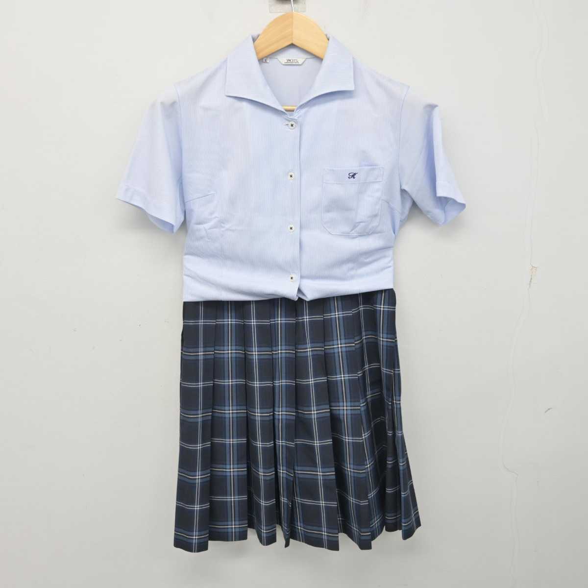 【中古】福岡県 古賀竟成館高等学校 女子制服 4点 (ニットベスト・シャツ・スカート) sf072545