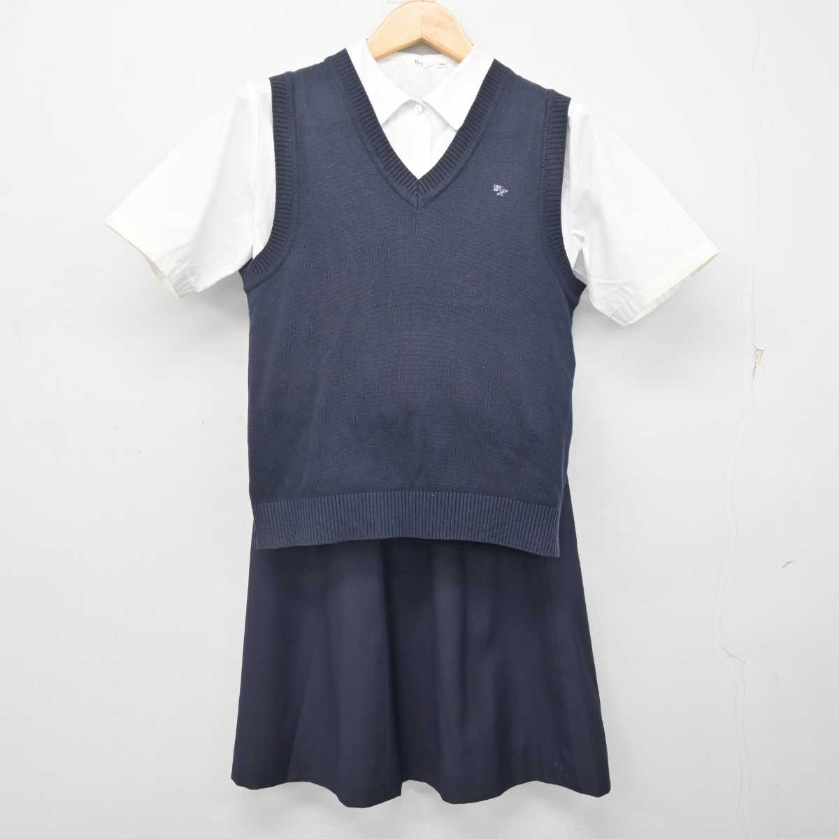 【中古】埼玉県 蕨高等学校 女子制服 3点 (ニットベスト・シャツ・スカート) sf072570