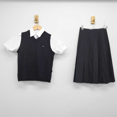 【中古】福岡県 中村学園女子高等学校 女子制服 3点 (ニットベスト・シャツ・スカート) sf072595