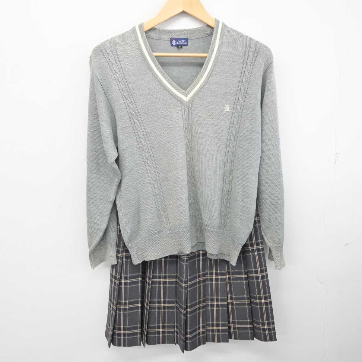 【中古】山口県 慶進高等学校 女子制服 5点 (ブレザー・ニット・スカート) sf072714