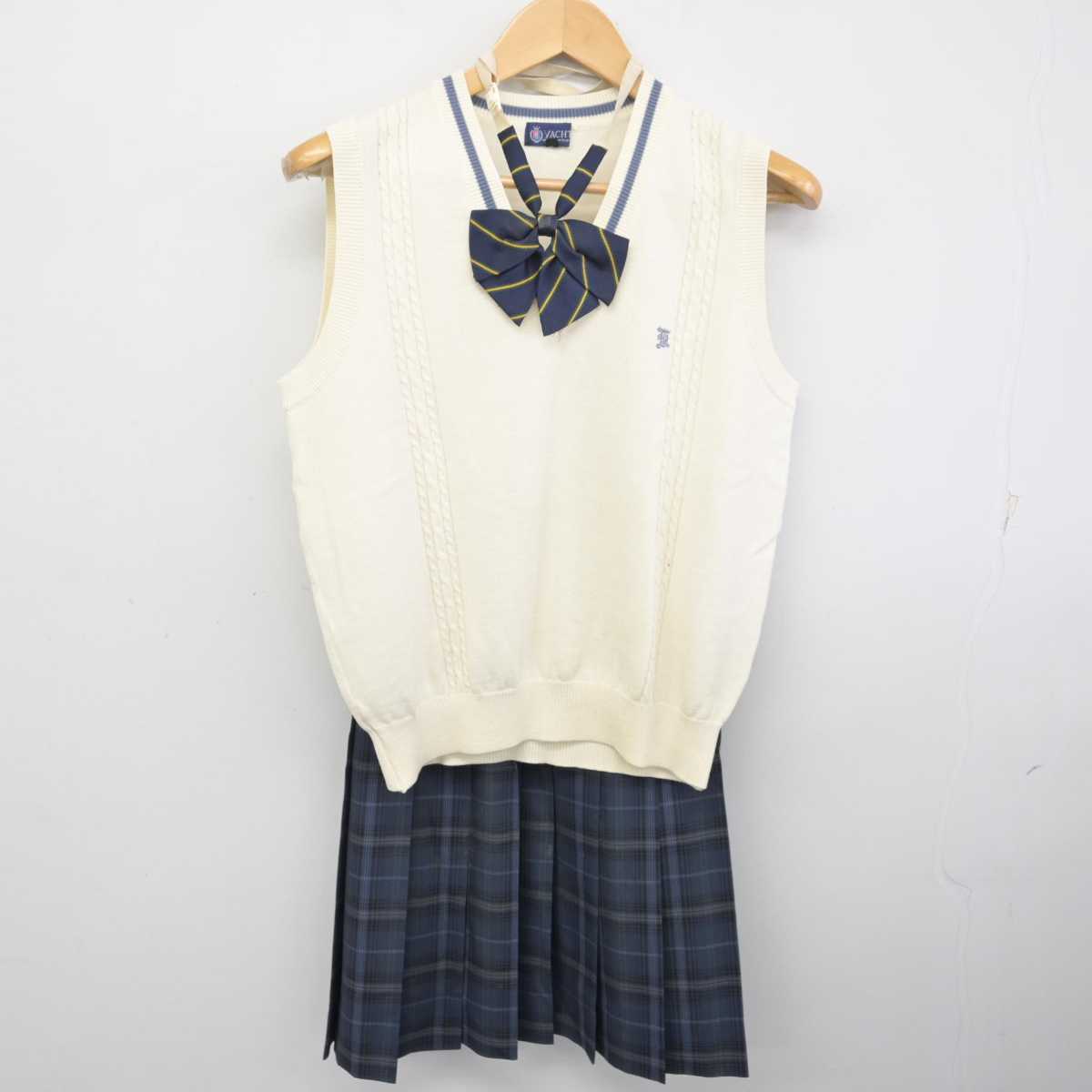 【中古】山口県 慶進高等学校 女子制服 3点 (ニットベスト・スカート) sf072715