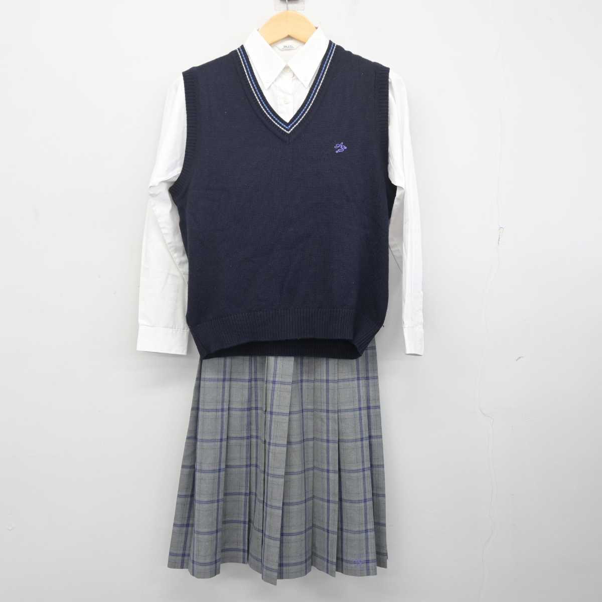 【中古】兵庫県 尼崎双星高等学校 女子制服 3点 (ニットベスト・シャツ・スカート) sf072820