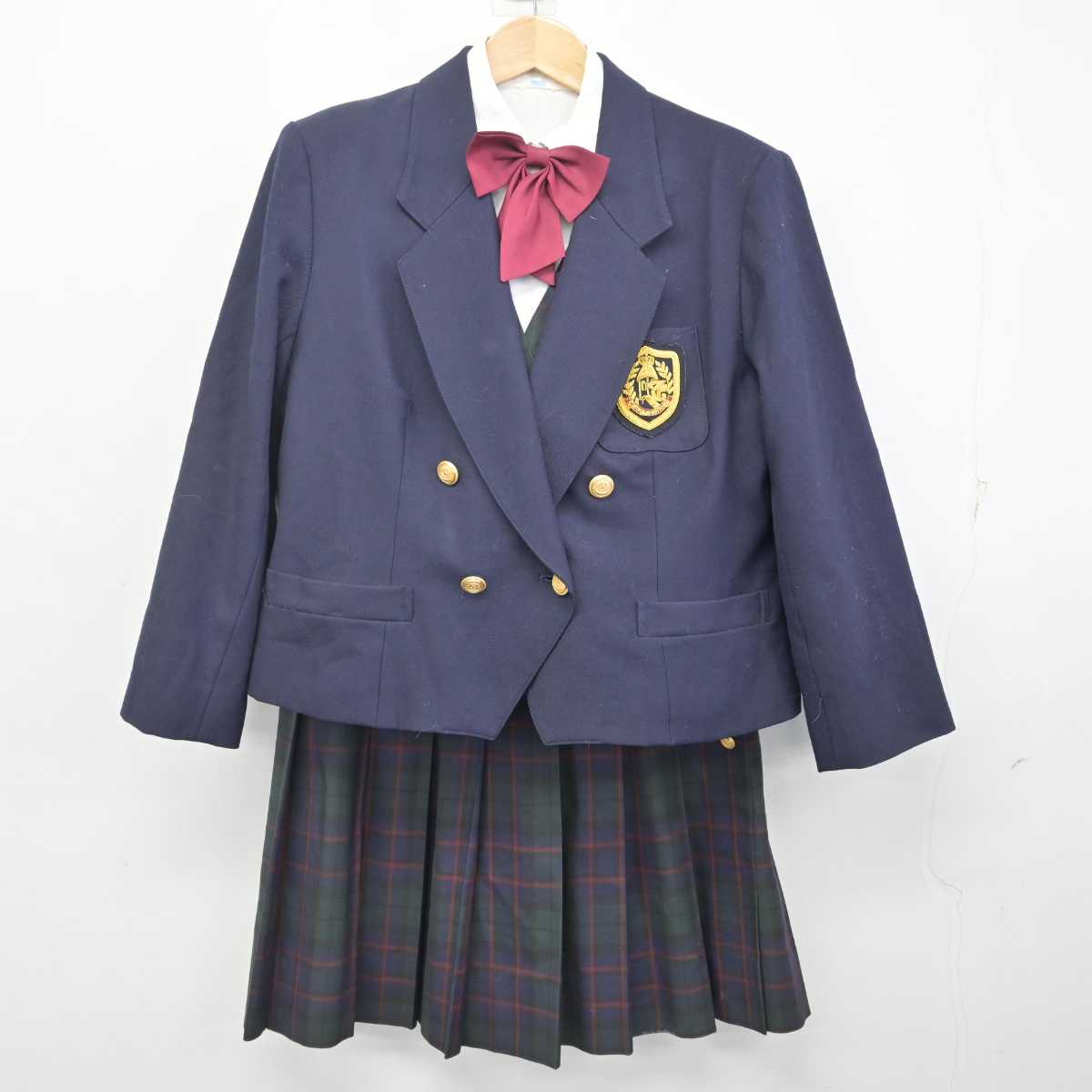 【中古】東京都 鶴川高等学校 女子制服 5点 (ブレザー・ベスト・シャツ・スカート) sf072880