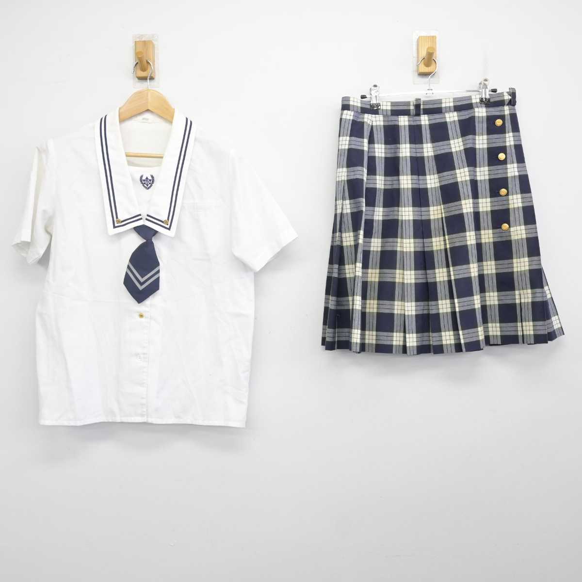 【中古】東京都 鶴川高等学校 女子制服 4点 (ブラウス・スカート) sf072882