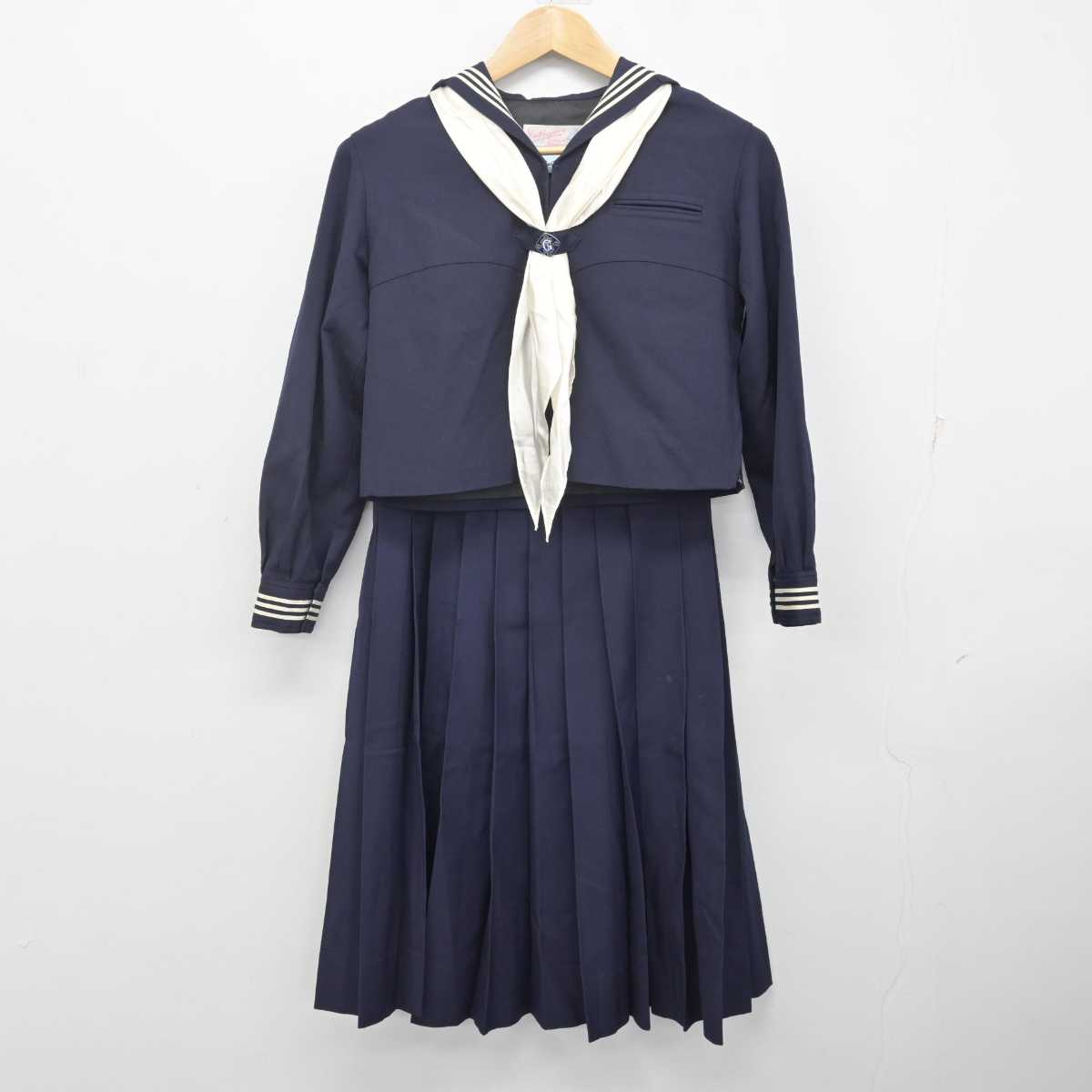 【中古】東京都 女子聖学院中学校・高等学校 女子制服 5点 (セーラー服・スカート) sf072965