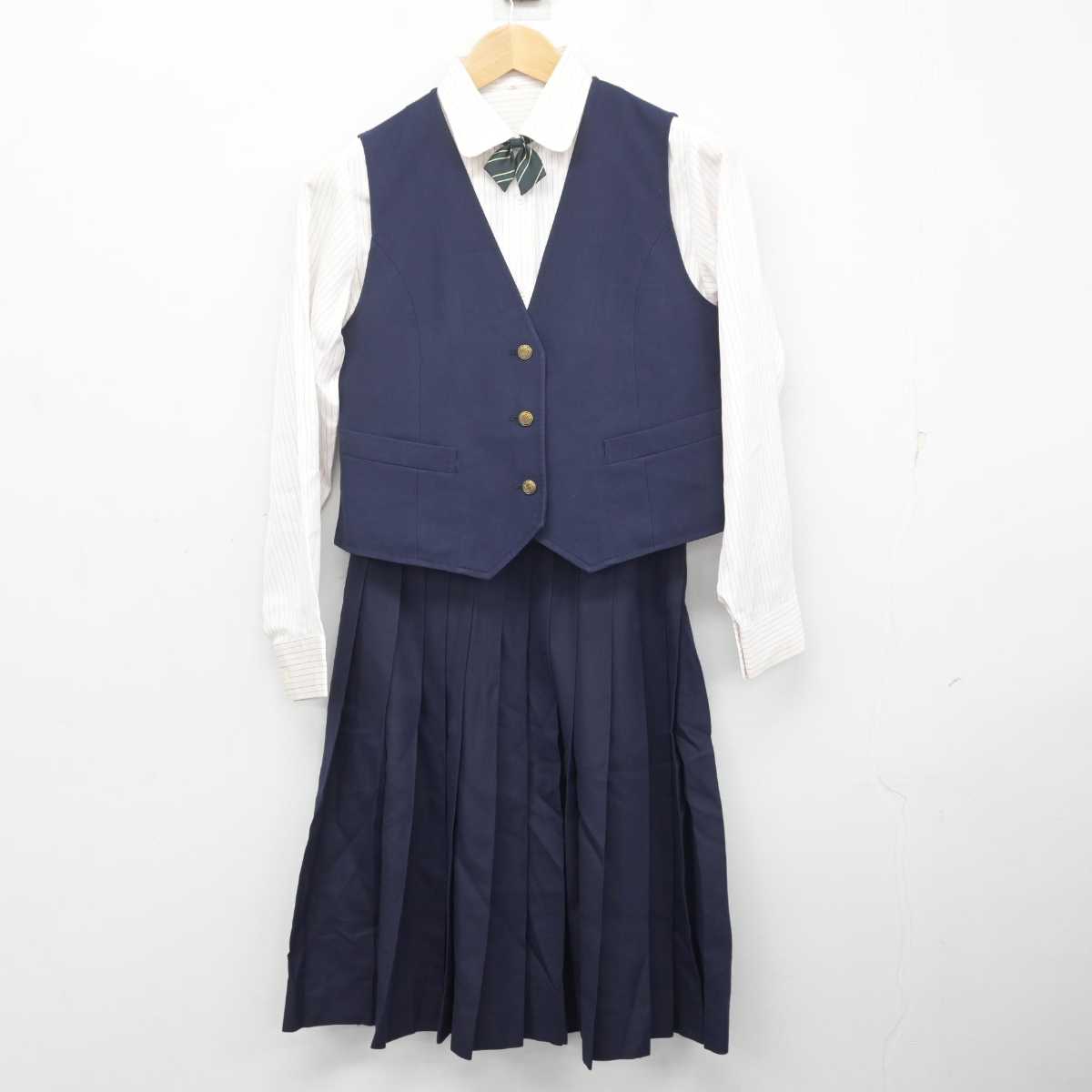 【中古】大分県 大分豊府高等学校 女子制服 5点 (ベスト・シャツ・スカート) sf072970