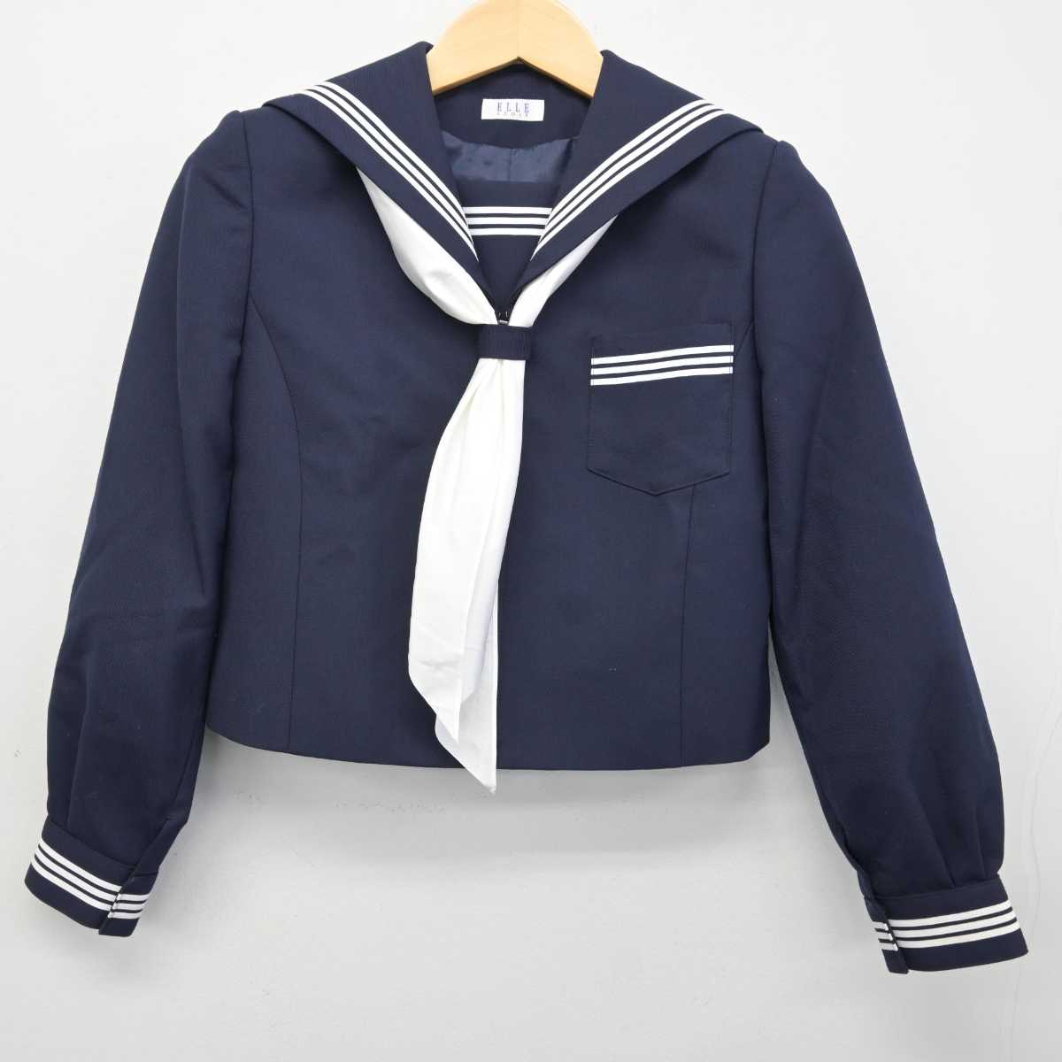 【中古】新潟県 巻西中学校 女子制服 4点 (セーラー服・スカート) sf073020