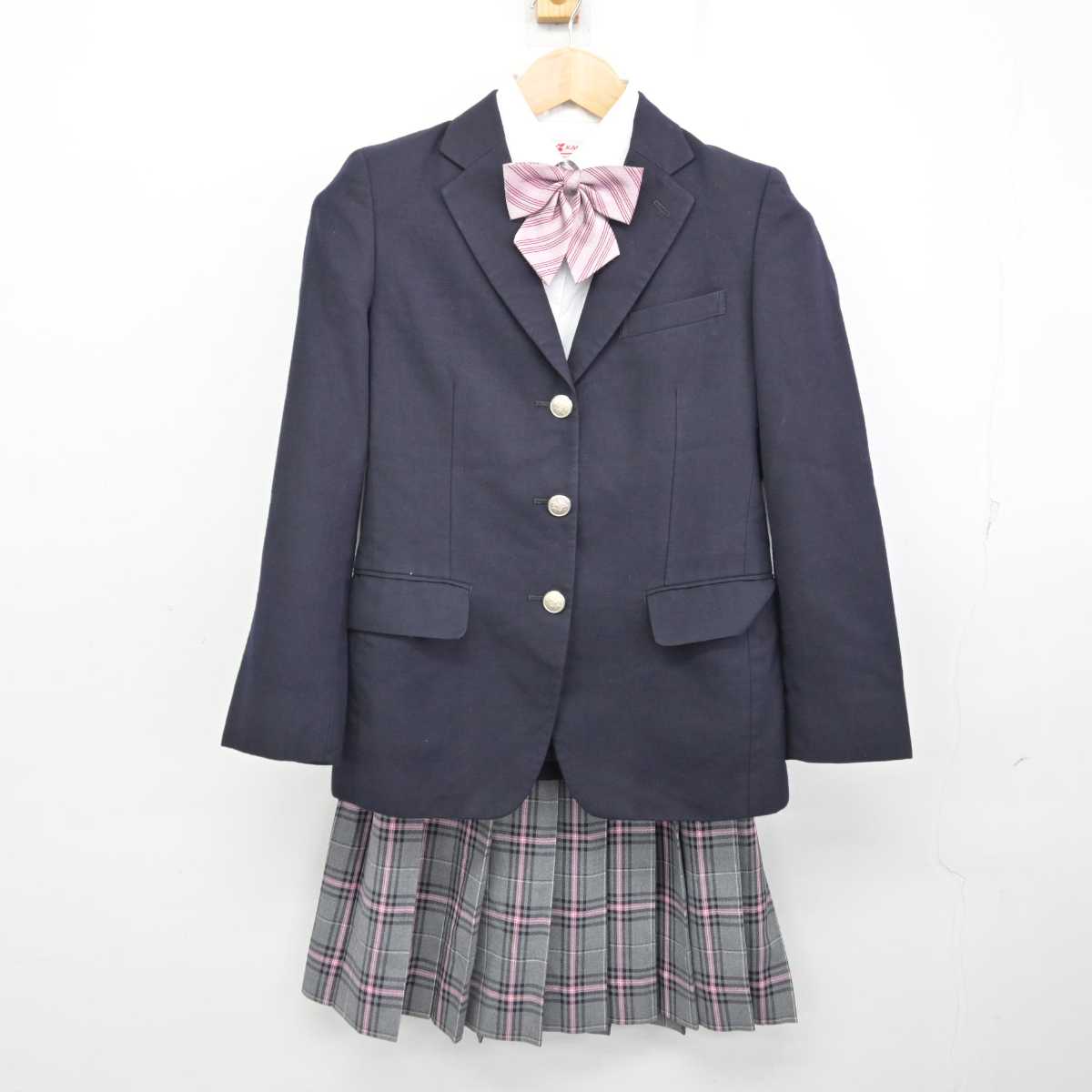 【中古】 クラーク記念国際高等学校 女子制服 5点 (ブレザー・シャツ・スカート) sf073029