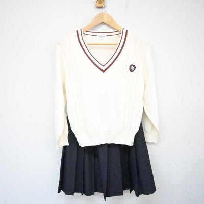 【中古】岡山県 倉敷南高等学校 女子制服 2点 (ニット・スカート) sf073165