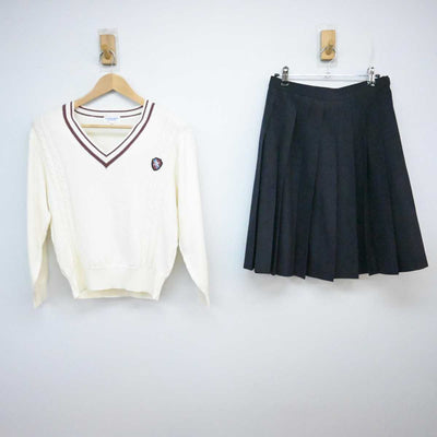 【中古】岡山県 倉敷南高等学校 女子制服 2点 (ニット・スカート) sf073165