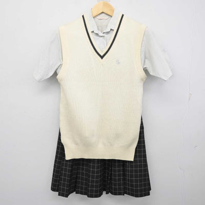 【中古】栃木県 小山城南高等学校 女子制服 4点 (ニットベスト・シャツ・スカート) sf073187