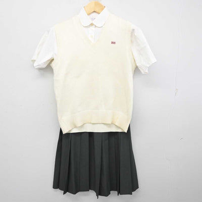 【中古】滋賀県 立命館守山中学校・高等学校 女子制服 3点 (ニットベスト・シャツ・スカート) sf073189