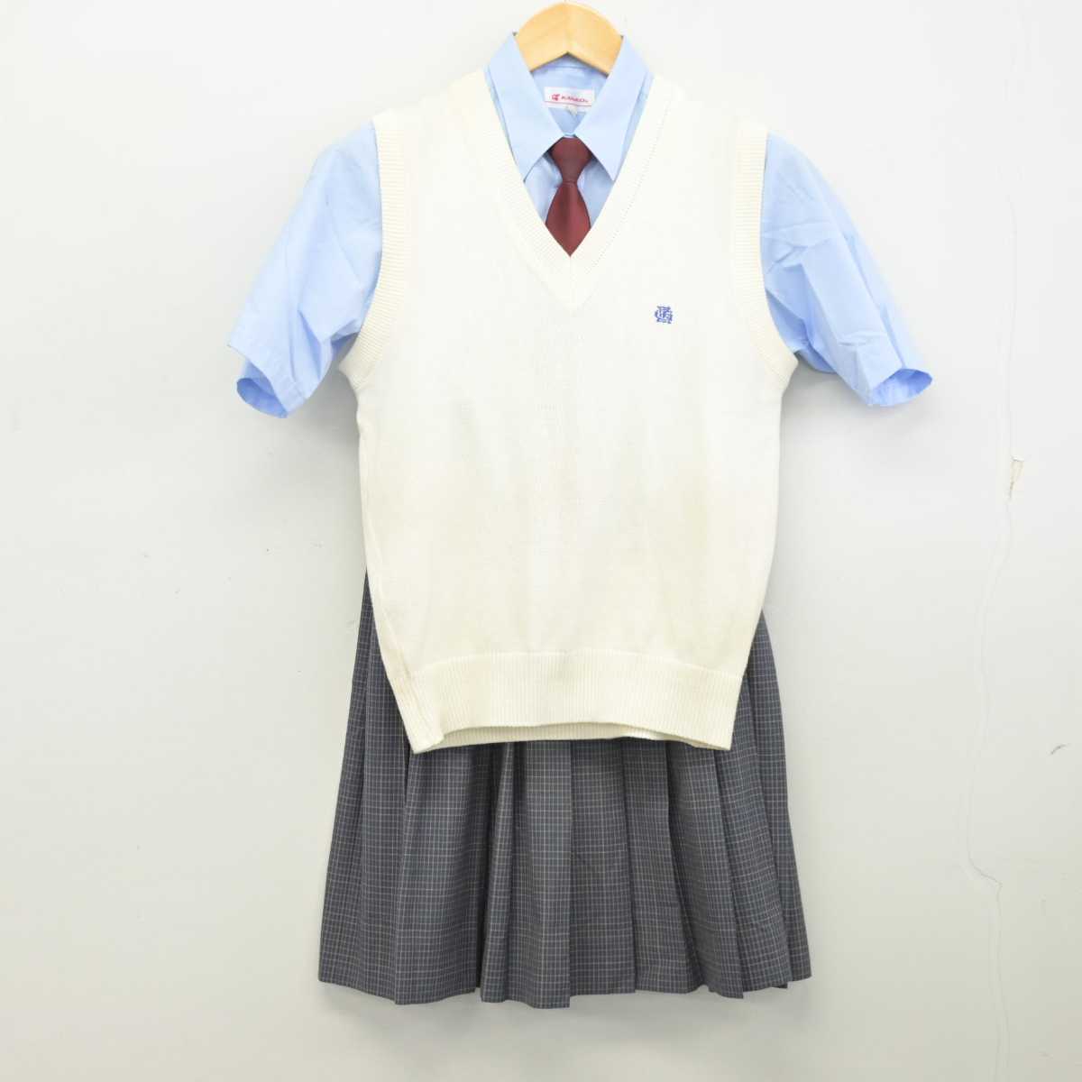 【中古】東京都 江戸川女子高等学校/旧制服 女子制服 4点 (ニットベスト・シャツ・スカート) sf073248