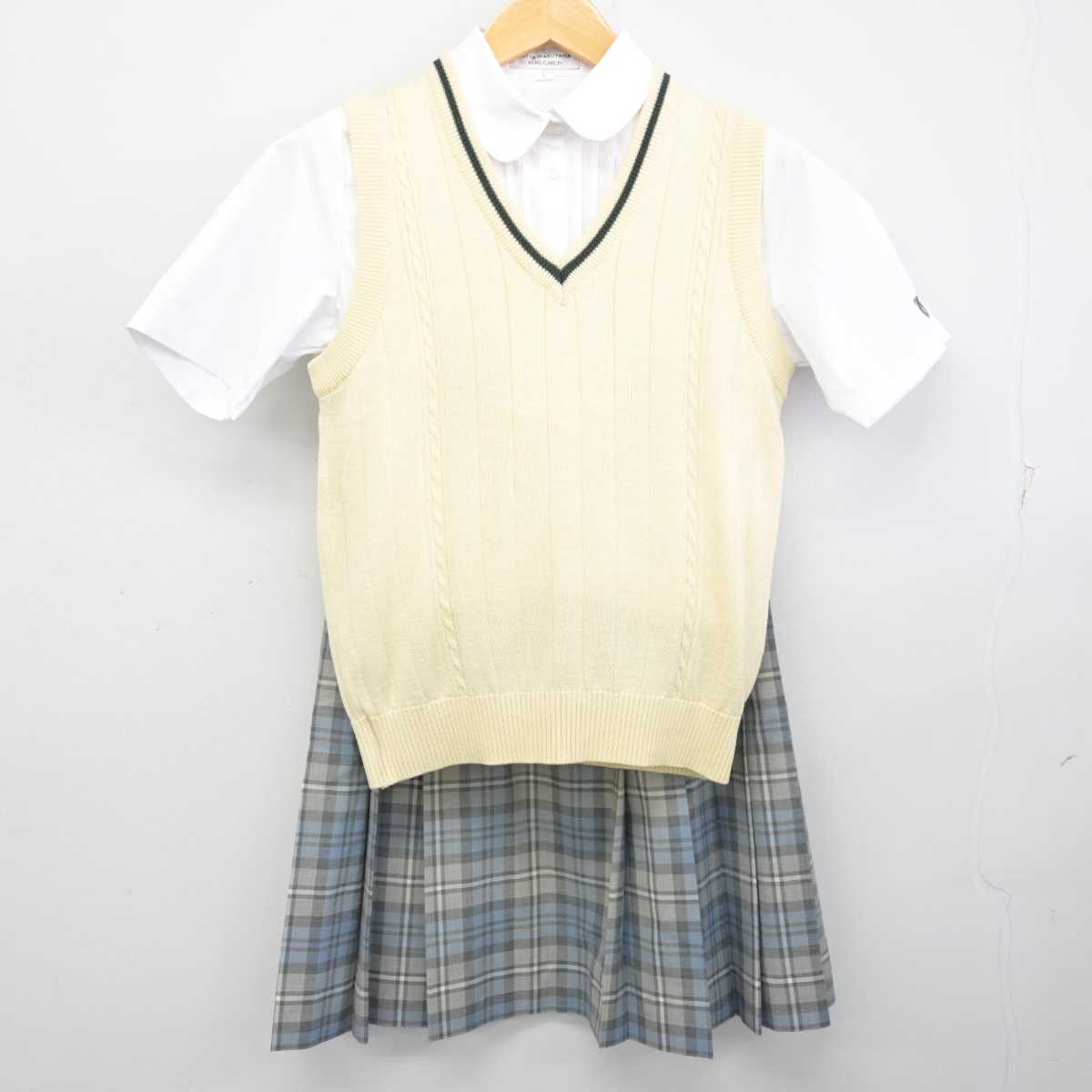 【中古】東京都 國學院高等学校 女子制服 3点 (ニットベスト・シャツ・スカート) sf073280