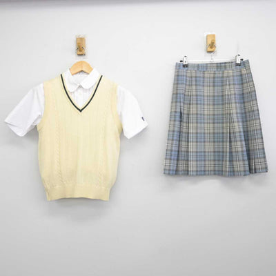 【中古】東京都 國學院高等学校 女子制服 3点 (ニットベスト・シャツ・スカート) sf073280