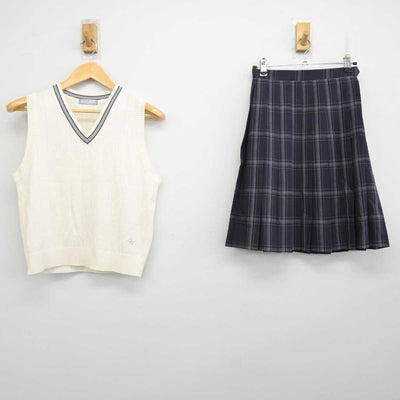 【中古】東京都 大妻中野高等学校 女子制服 2点 (ニットベスト・スカート) sf073288