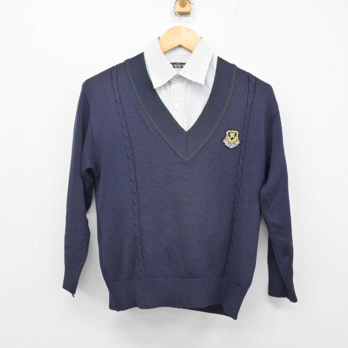 【中古】三重県 久居高等学校 男子制服 3点 (ニット・シャツ) sf073352