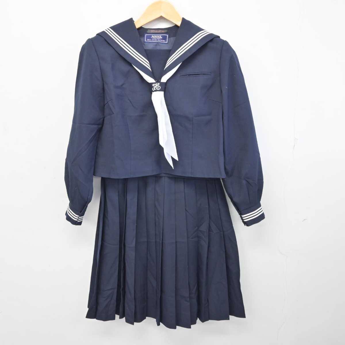 【中古】茨城県 行方市立北浦中学校 女子制服 3点 (セーラー服・スカート) sf073396