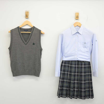 【中古】鹿児島県 津曲学園 鹿児島高等学校 女子制服 4点 (ニットベスト・シャツ・スカート) sf073488