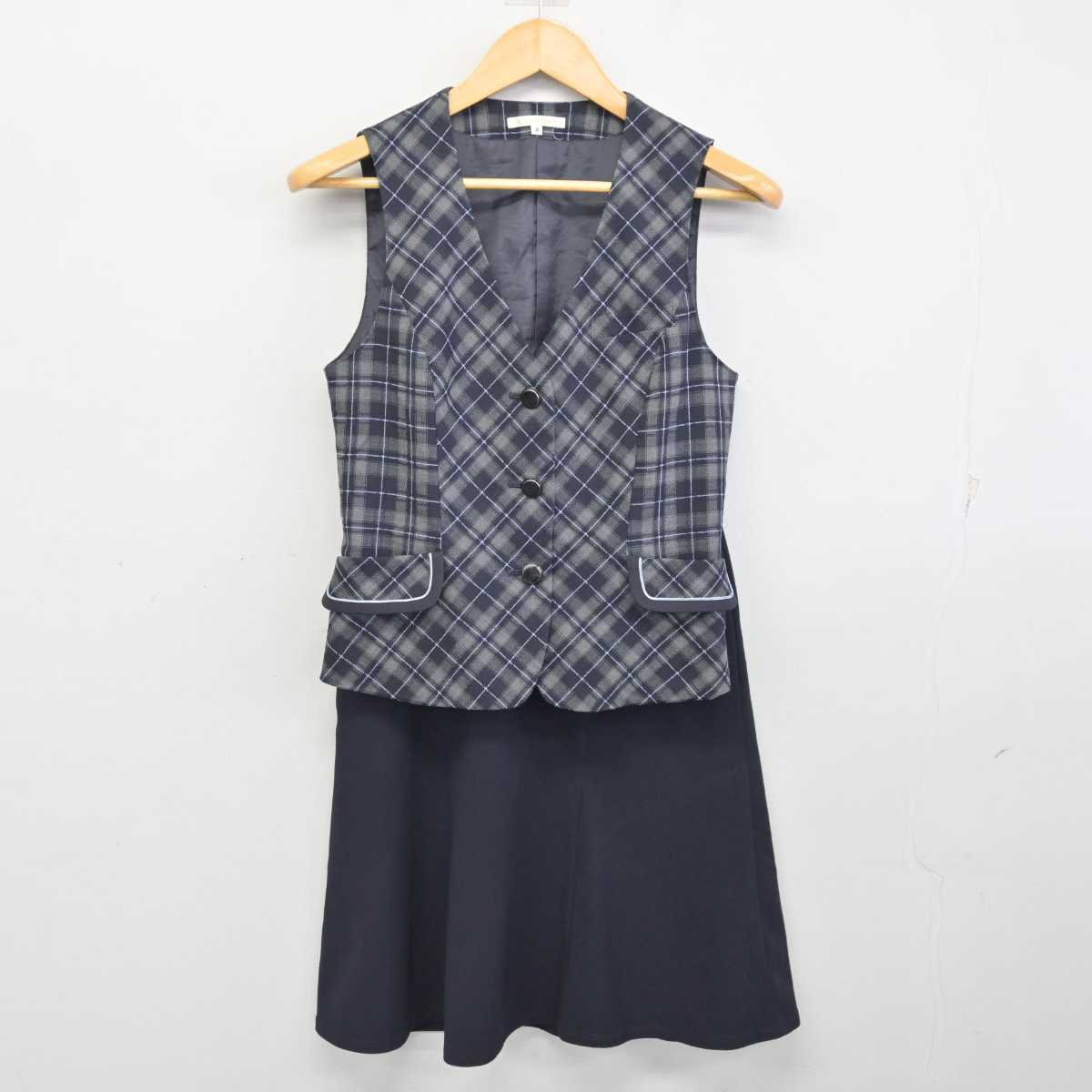 【中古】 事務服 女子制服 2点 (ベスト・スカート) sf073499