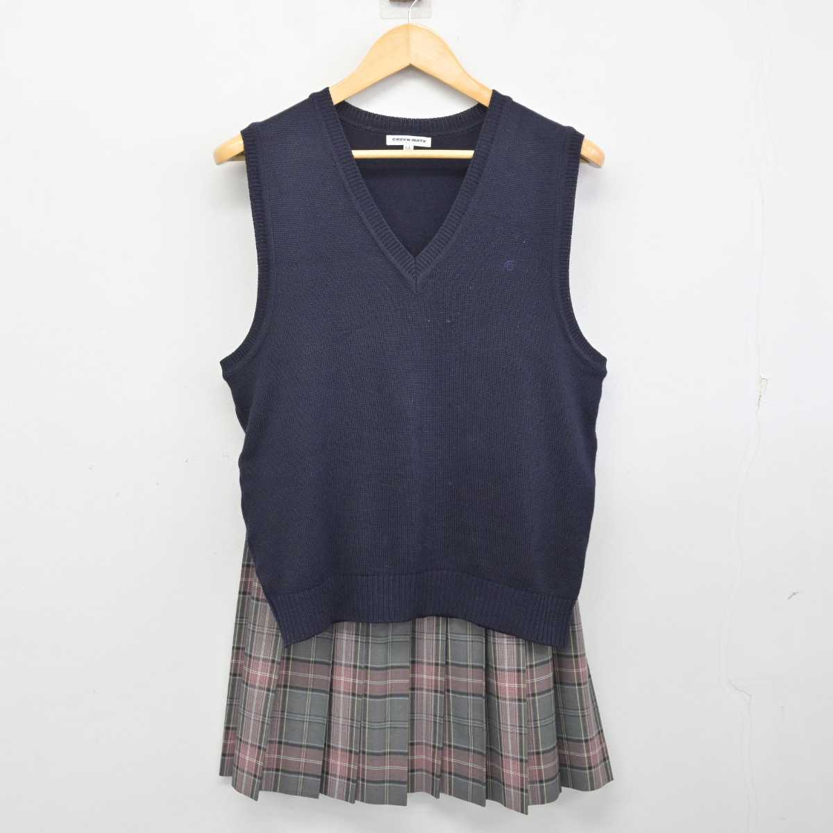 【中古】東京都 成立学園中学・高等学校 女子制服 2点 (ニットベスト・スカート) sf073501