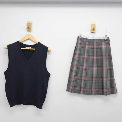 【中古】東京都 成立学園中学・高等学校 女子制服 2点 (ニットベスト・スカート) sf073501