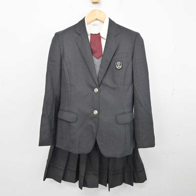 【中古】広島県 広島工業大学高等学校 女子制服 5点 (ブレザー・ニット・シャツ・スカート) sf073545