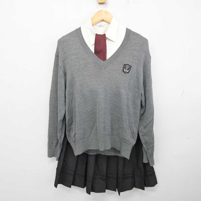 【中古】広島県 広島工業大学高等学校 女子制服 5点 (ブレザー・ニット・シャツ・スカート) sf073545