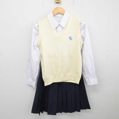 【中古】東京都 山脇学園中学校 女子制服 3点 (ニットベスト・シャツ・スカート) sf073554