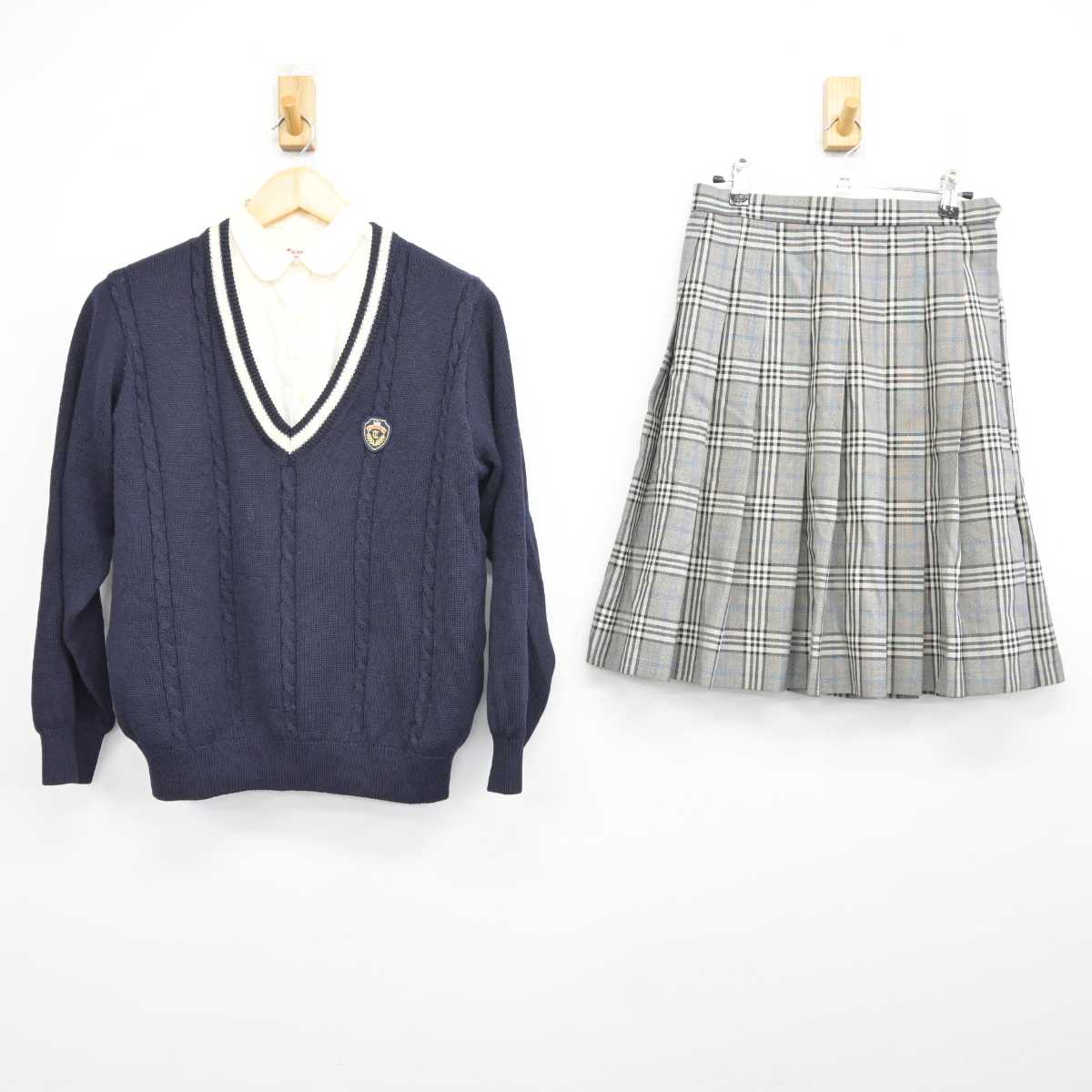 【中古】兵庫県 太子高等学校 女子制服 3点 (ニット・シャツ・スカート) sf073590