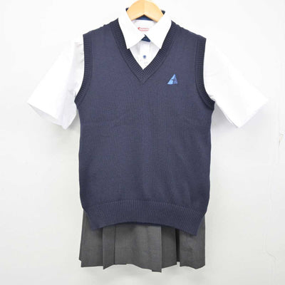 【中古】神奈川県 アレセイア湘南高等学校 女子制服 3点 (ニットベスト・シャツ・スカート) sf073599