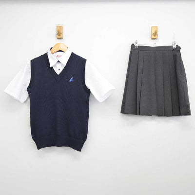 【中古】神奈川県 アレセイア湘南高等学校 女子制服 3点 (ニットベスト・シャツ・スカート) sf073599