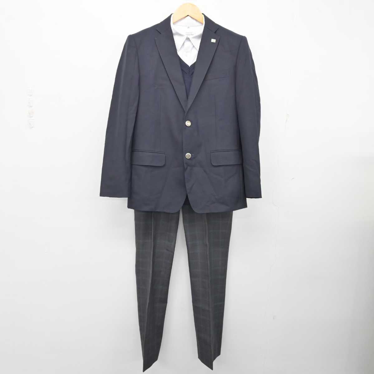 【中古】兵庫県 育英高等学校 男子制服 6点 (ブレザー・ニット・シャツ・ズボン) sf073638