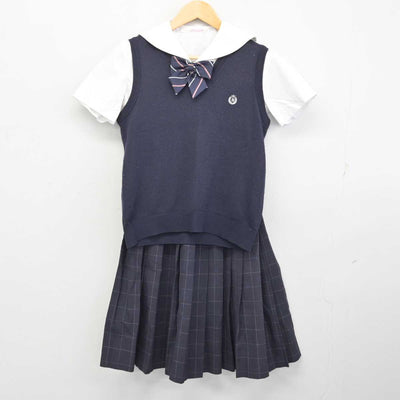 【中古】福岡県 福岡県立柏陵高等学校 女子制服 4点 (ニットベスト・シャツ・スカート) sf073650