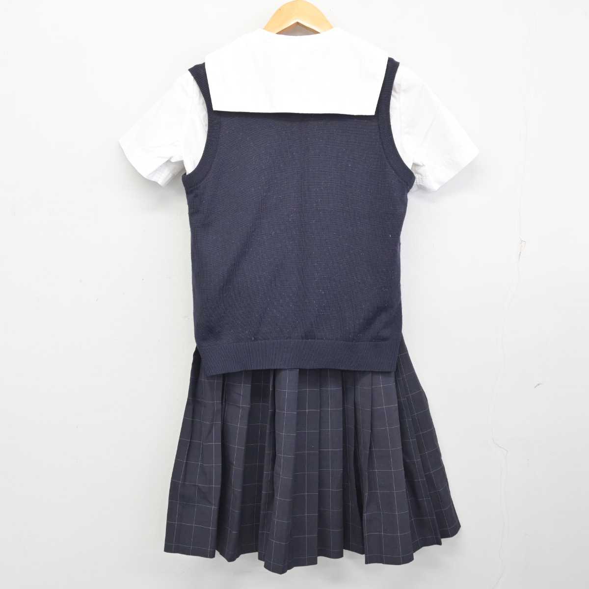 【中古】福岡県 福岡県立柏陵高等学校 女子制服 4点 (ニットベスト・シャツ・スカート) sf073650