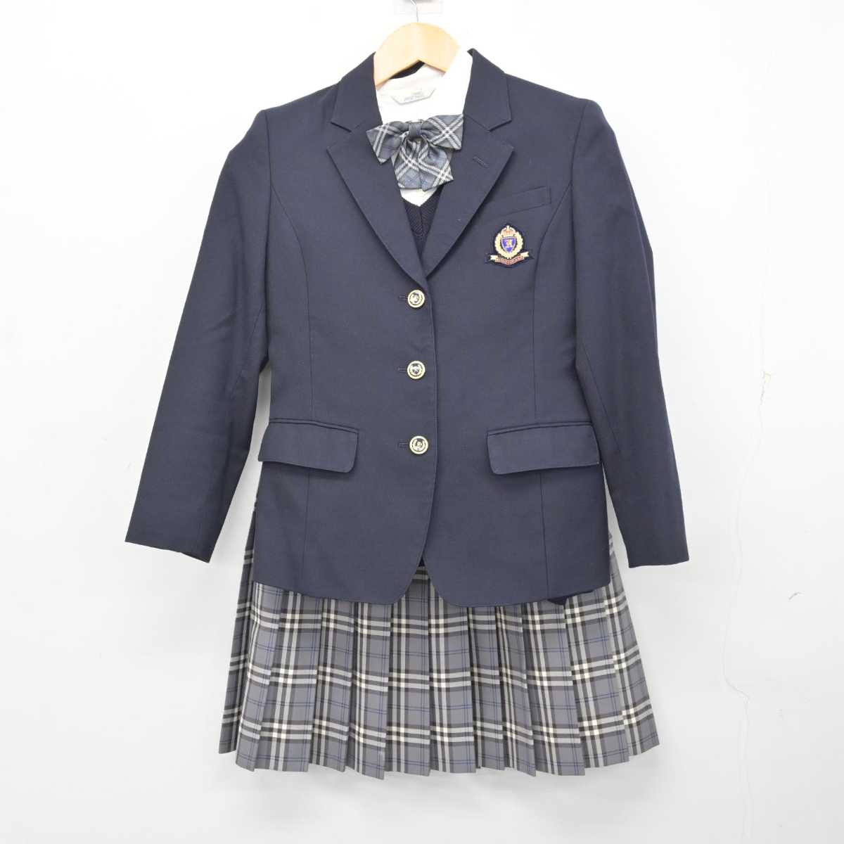 【中古】大阪府 阪南大学高等学校 女子制服 5点 (ブレザー・シャツ・ニット・スカート) sf073724