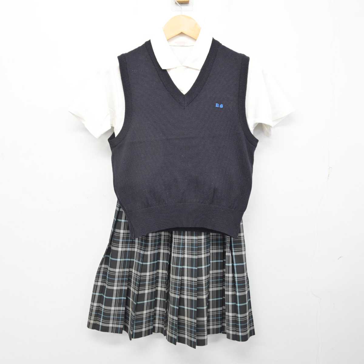 【中古】東京都 駒場学園高等学校/旧制服 女子制服 3点 (ニットベスト・シャツ・スカート) sf073906