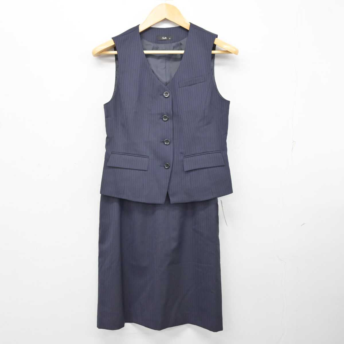 【中古】 事務服 女子制服 3点 (ベスト・スカート・ズボン) sf073925