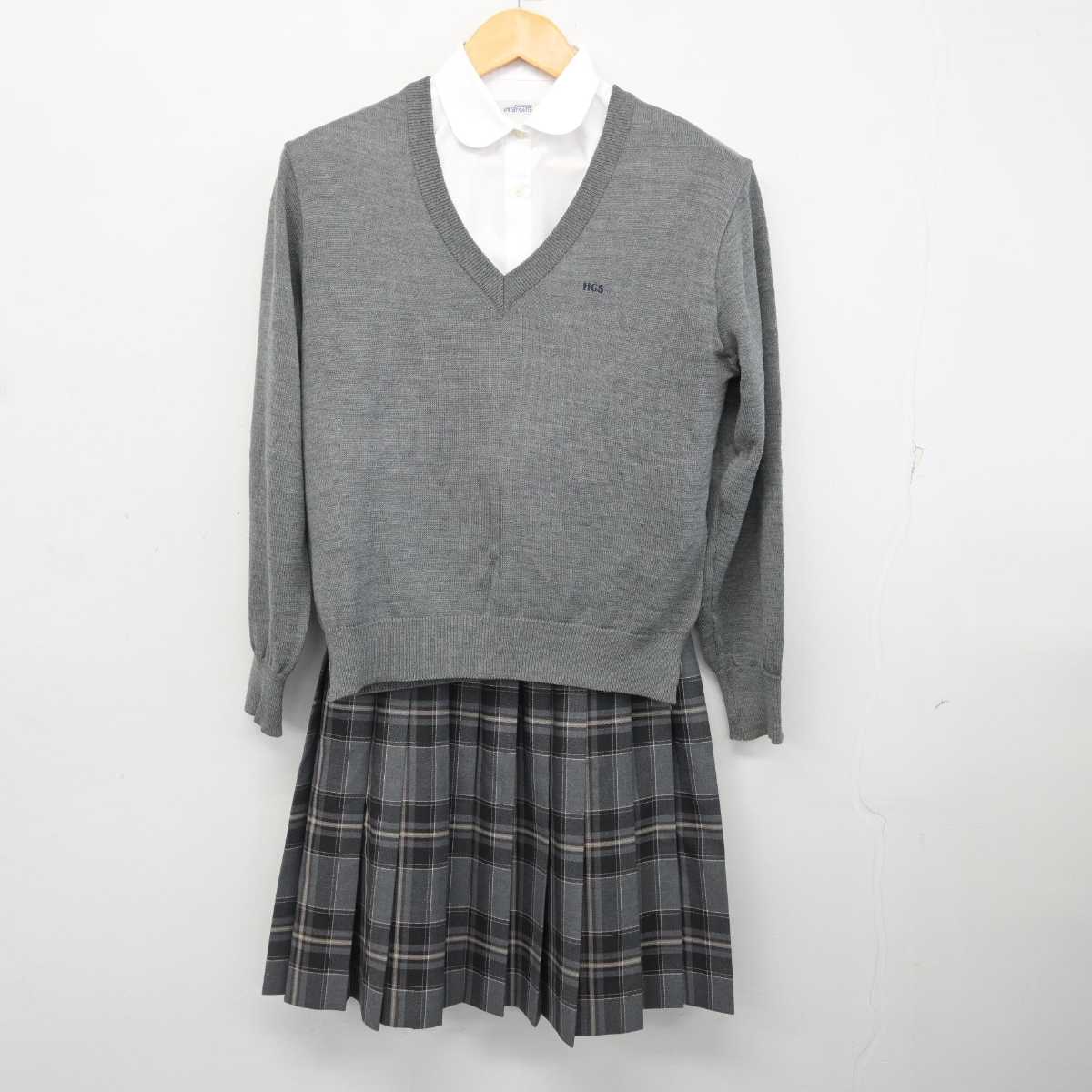 【中古】北海道 北海学園札幌高等学校 女子制服 3点 (ニット・シャツ・スカート) sf073936