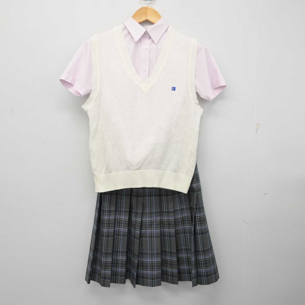 【中古】埼玉県 叡明高等学校 女子制服 3点 (ニットベスト・シャツ・スカート) sf073952