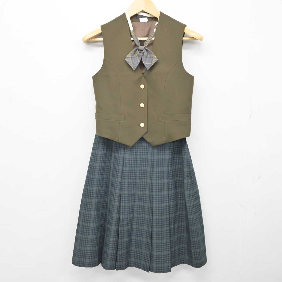 【中古】神奈川県 戸塚高等学校 女子制服 3点 (ベスト・スカート) sf073989