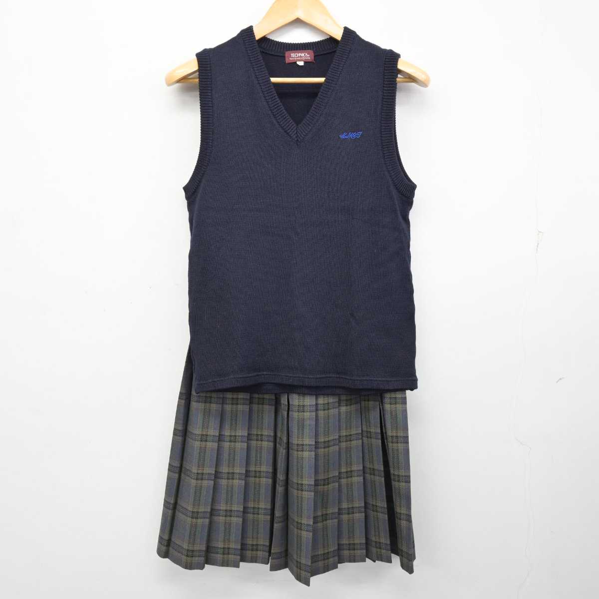 【中古】宮崎県 都城工業高等専門学校 女子制服 3点 (ブレザー・ニットベスト・スカート) sf073998