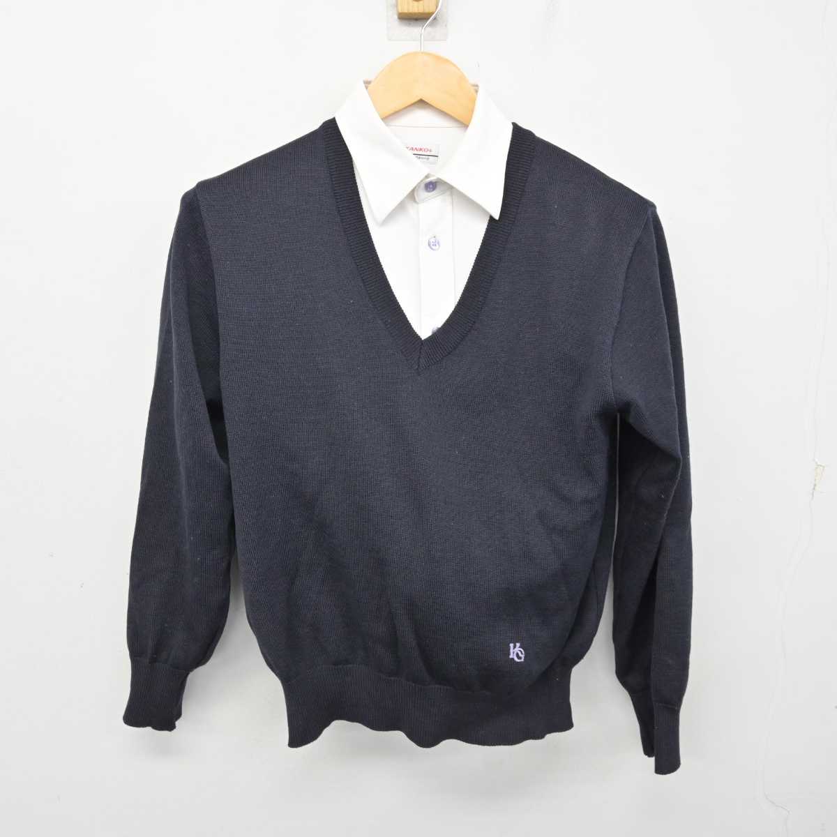 【中古】京都府 京都先端科学大学附属中学校高等学校 男子制服 2点 (ニット・シャツ) sf074091