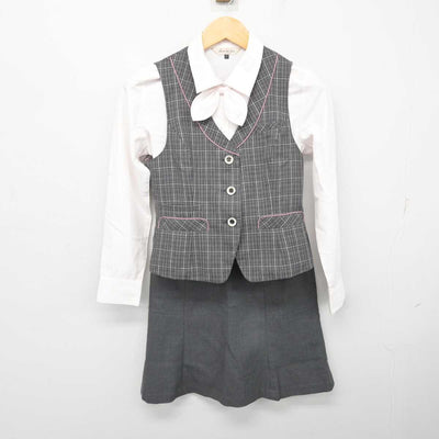 【中古】 事務服 女子制服 4点 (ベスト・ブラウス・スカート) sf074095