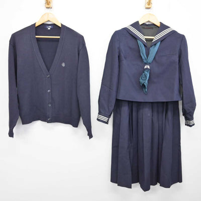 【中古】兵庫県 武庫川女子大学附属高等学校 女子制服 4点 (セーラー服・ニット・スカート) sf074148